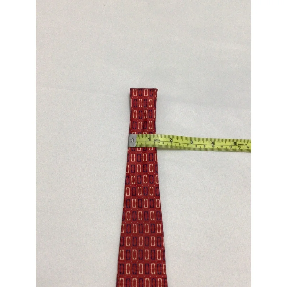 Tommy Hilfiger Mens Red Geometric Silk Necktie Classic Professional Formal Tie